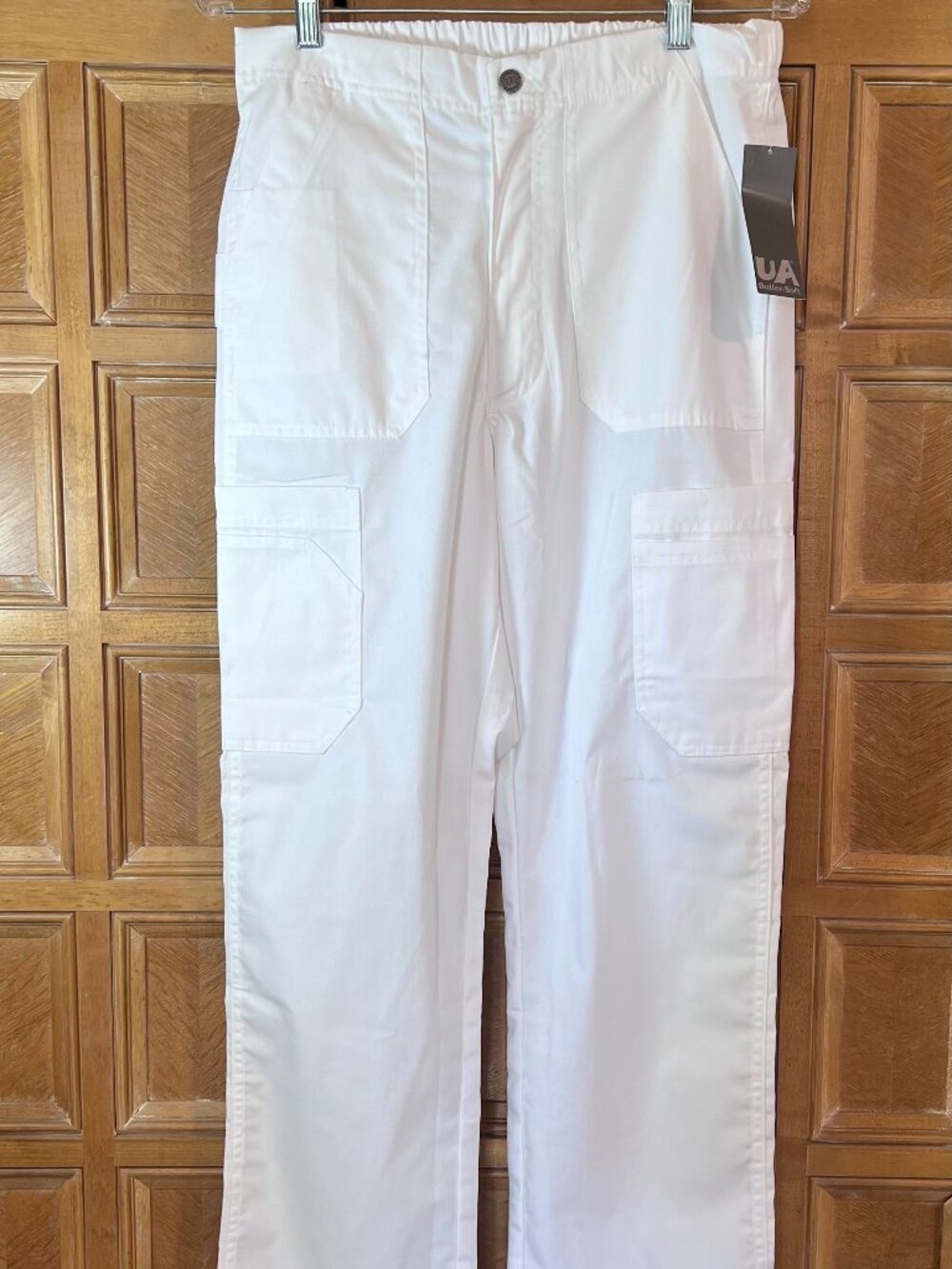 UA Butter-Soft Scrub Pants White Unisex Medium Drawstring Uniform Soft